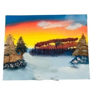 Winter Landscape Acrylic Painting Canvas Pre-Owned